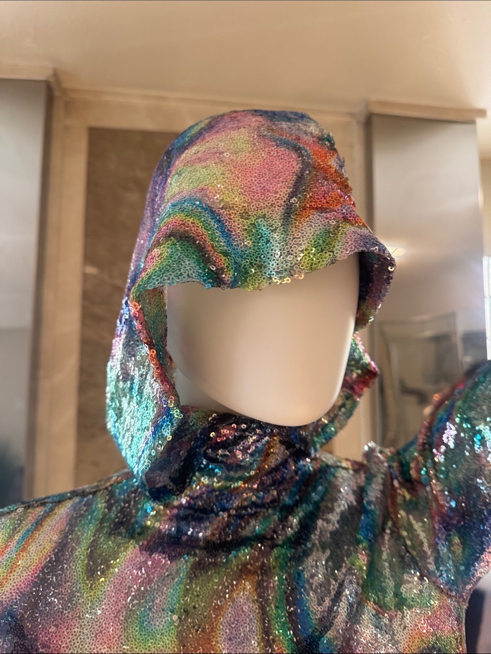 Mew Mews Nebraska Ombre Hooded Psychedelic Maxi Gown - Picture 14 of 15